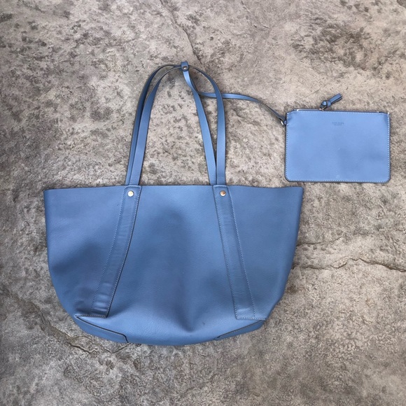 Zara Handbags - Zara  reversible oversized tote bag blue / silver grey with pouch